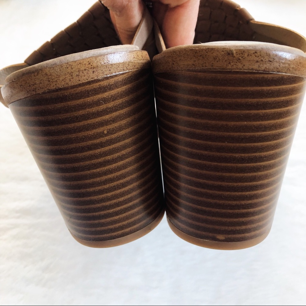 1. State Licha Leather Beige Brown Heeled Mules - Picture 4 of 7